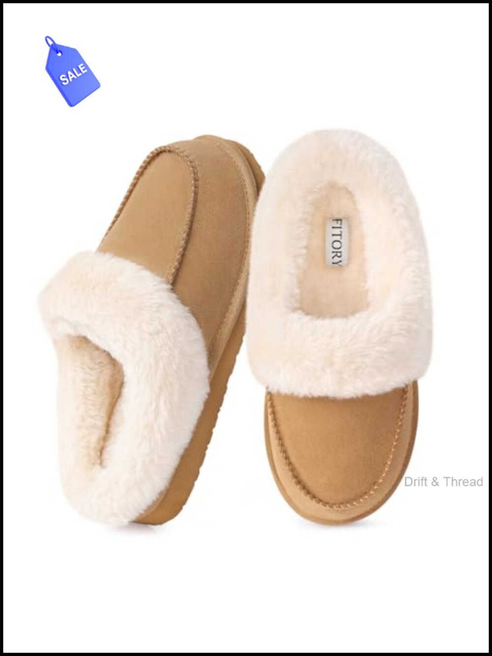 Suede Slippers Slip On House Flats Faux Fur Lined Memory Foam Indoor Outdoor